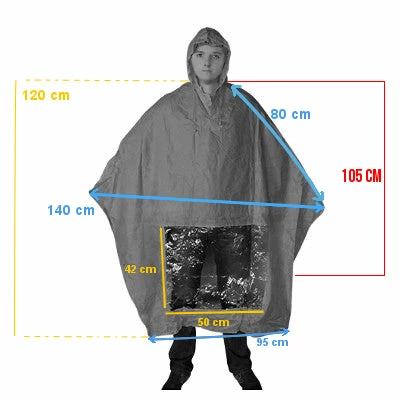 Hooodie Poncho Pluie Bleu Marine Avec Fenêtre Pour Lumière De Vélo – Image 3